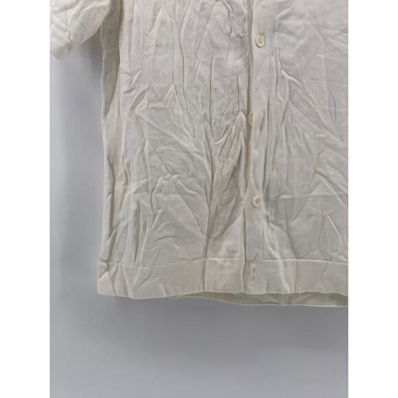 ZARA Men's White-Navy Bai Di Paraggi Embroidered Button-Up Polo Shirt SZ M - Picture 6 of 10